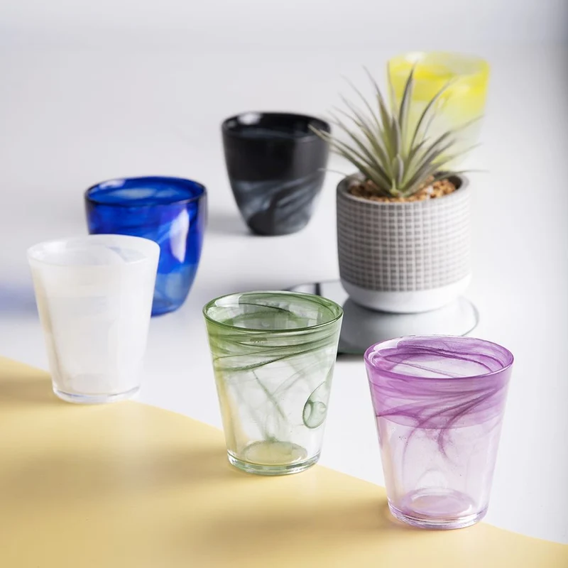 25 cl - Alabastro Ocean Bicchiere Acqua Colorato In Vetro Set 6 Pz