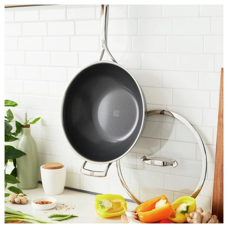 Peak Wok Antiaderente Con Coperchio In Acciaio Inox Con Rivestimento Ceraforce Hycoat