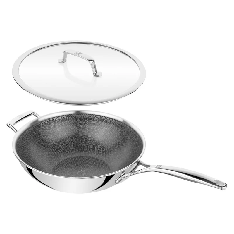 Peak Wok Antiaderente Con Coperchio In Acciaio Inox Con Rivestimento Ceraforce Hycoat