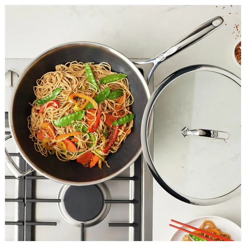 Peak Wok Antiaderente Con Coperchio In Acciaio Inox Con Rivestimento Ceraforce Hycoat