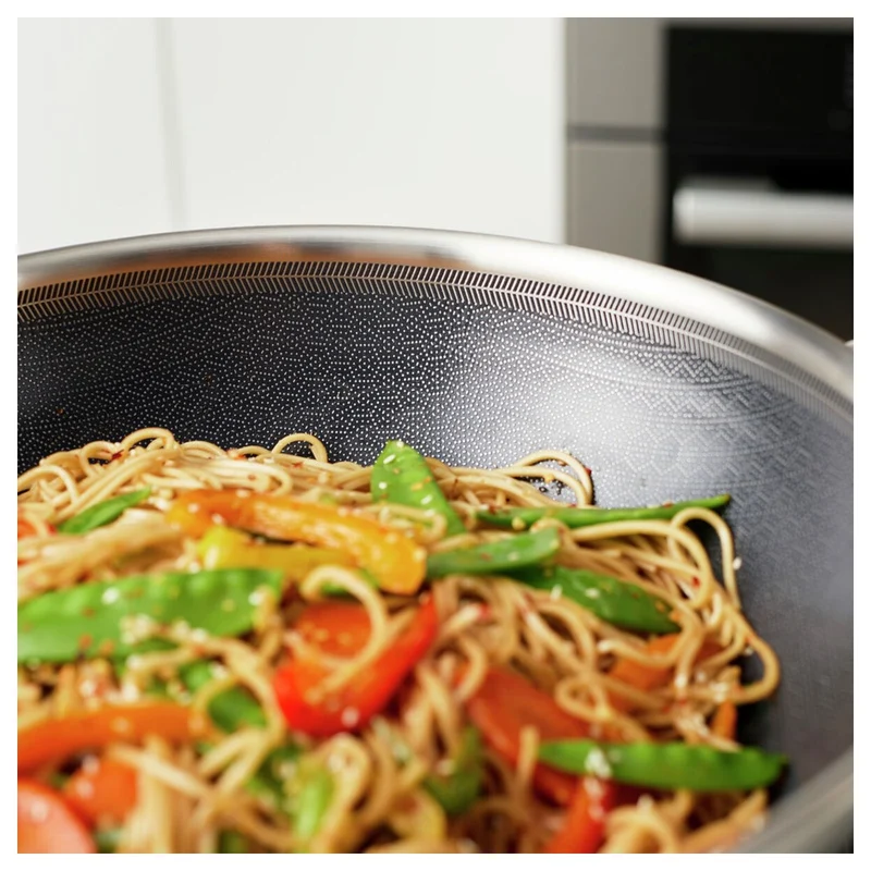 Peak Wok Antiaderente Con Coperchio In Acciaio Inox Con Rivestimento Ceraforce Hycoat