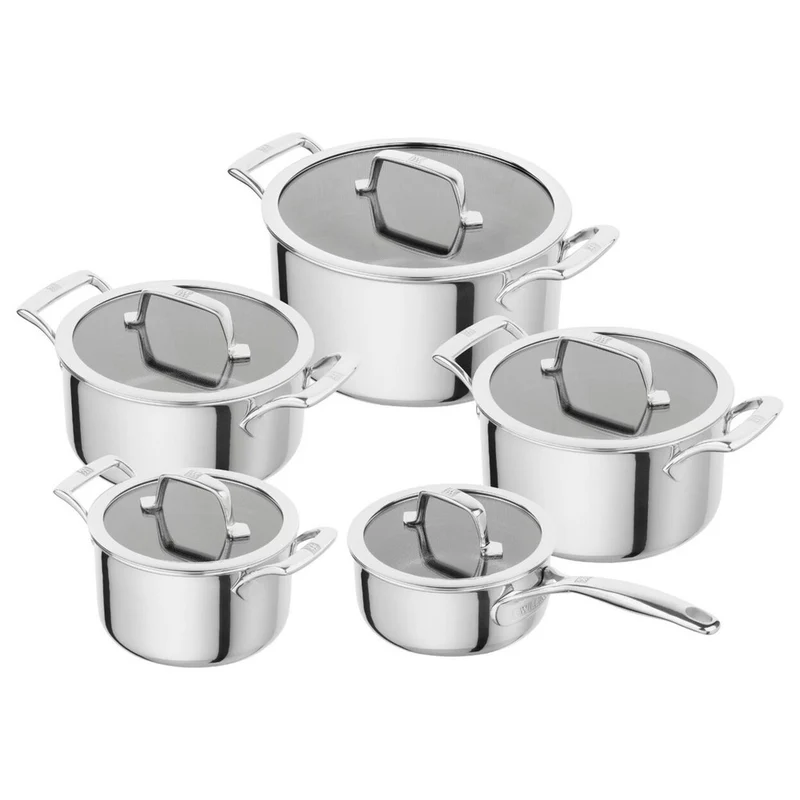 Peak Batteria Pentole Antiaderenti In Acciaio Inox Con Rivestimento Ceraforce Hycoat - Set 5 Pz