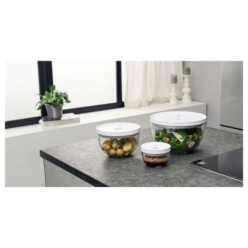 Fresh & Save Set Ciotole Con Coperchi per Sottovuoto In Vetro - Set 6 Pz