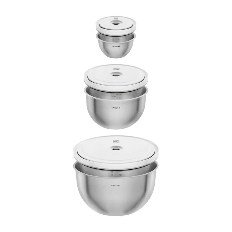 Fresh & Save Set Ciotole Con Coperchi per Sottovuoto In Acciaio Inox - Set 6 Pz
