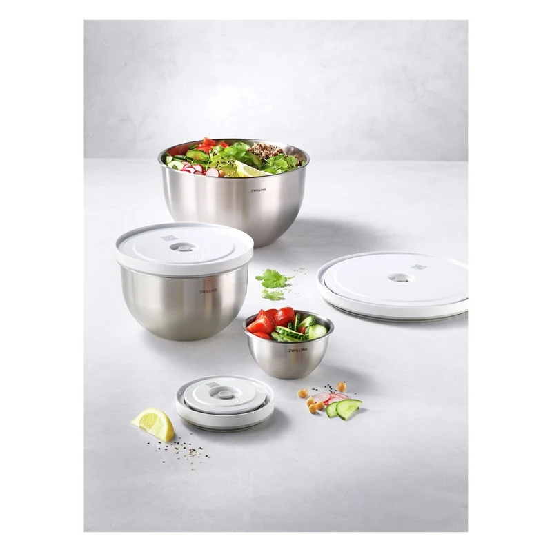 Fresh & Save Set Ciotole Con Coperchi per Sottovuoto In Acciaio Inox - Set 6 Pz