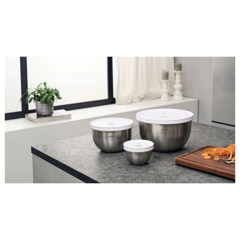 Fresh & Save Set Ciotole Con Coperchi per Sottovuoto In Acciaio Inox - Set 6 Pz