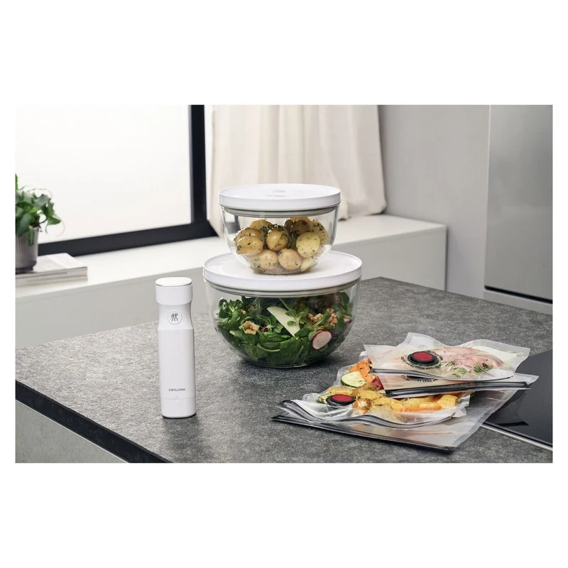 Fresh & Save Kit Sottovuoto Con Contenitori In Vetro e Pompetta Per Sottovuoto - Set 9 Pz