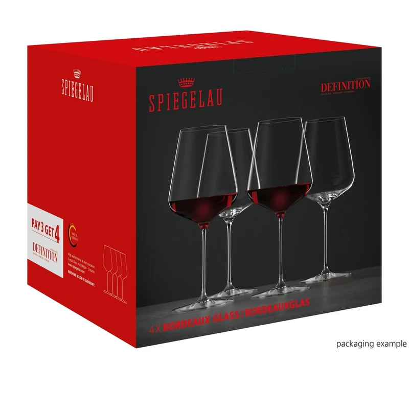 75 cl - Definition Calice Vino Rosso Bordeaux In Vetro Cristallino - Set 4 Pz