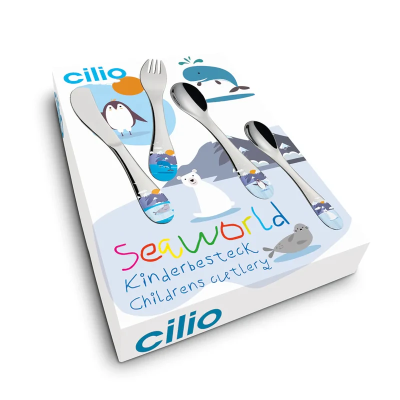 Set 4 Pezzi Posate per bambini "Seaworld" - Acciaio Inox
