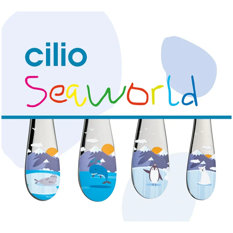 Set 4 Pezzi Posate per bambini "Seaworld" - Acciaio Inox