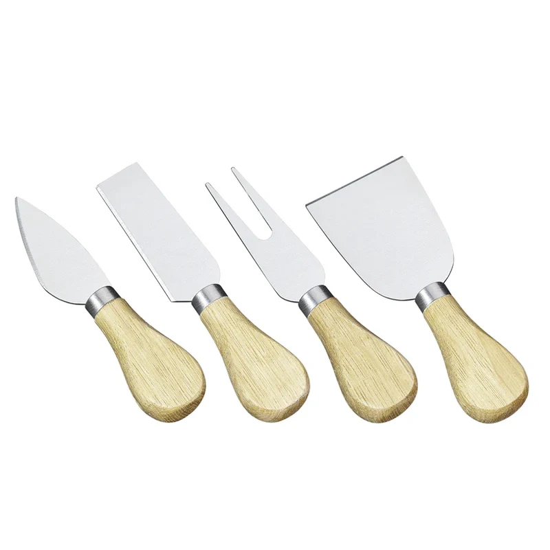 Set 4 pezzi Coltelli formaggio - Legno e Acciaio Inox