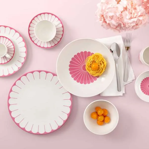 FLEUR Piatto per pasta - Rosa, 620 ml, Premium Porcelain