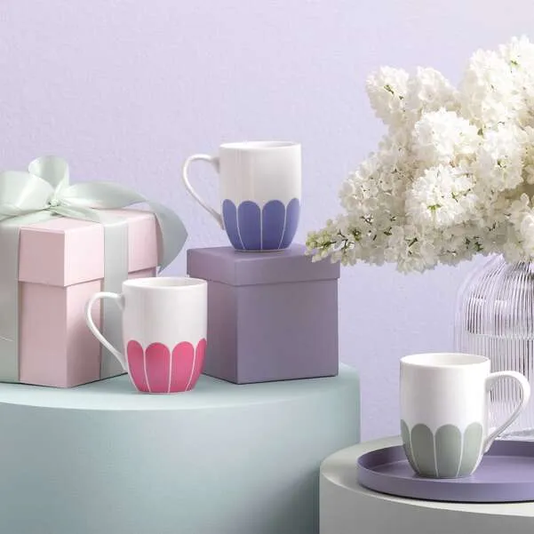 FLEUR Tazza con manico - Rosa, 290 ml, Premium Porcelain