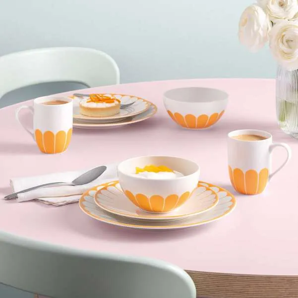 FLEUR Piatto da dessert/ colazione - Giallo, Ø21,2 cm, Premium Porcelain