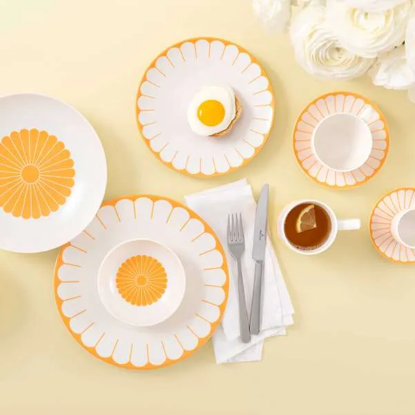 FLEUR Piatto da dessert/ colazione - Giallo, Ø21,2 cm, Premium Porcelain