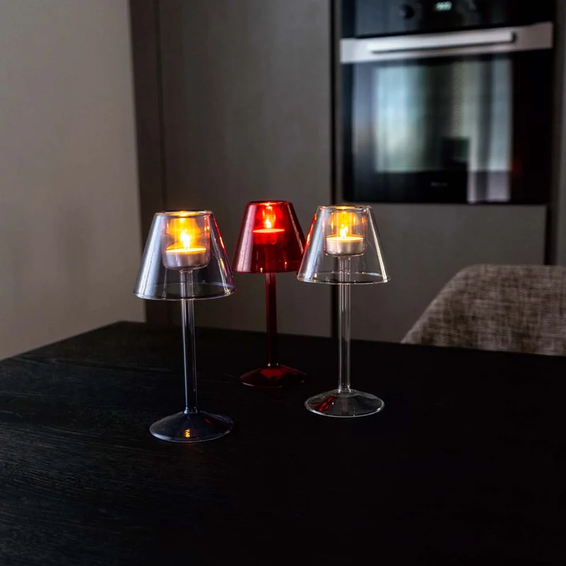 Porta tealight in vetro Borosilicato - 22cm Trasparente