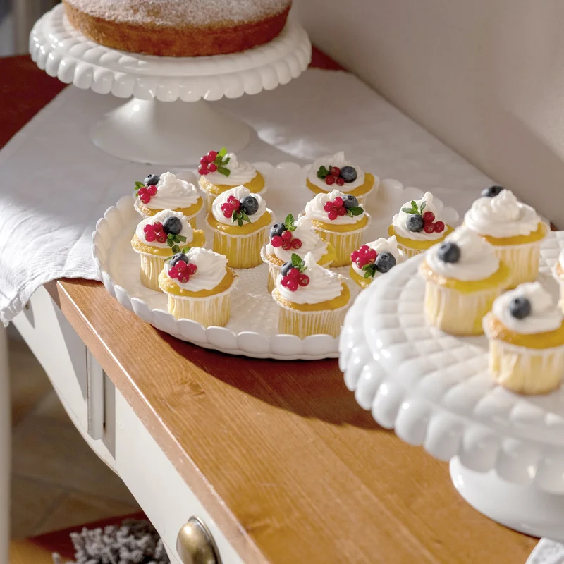 SET TORTIERA "TIFFANY" 36 CM - COLORE BIANCO LATTE
