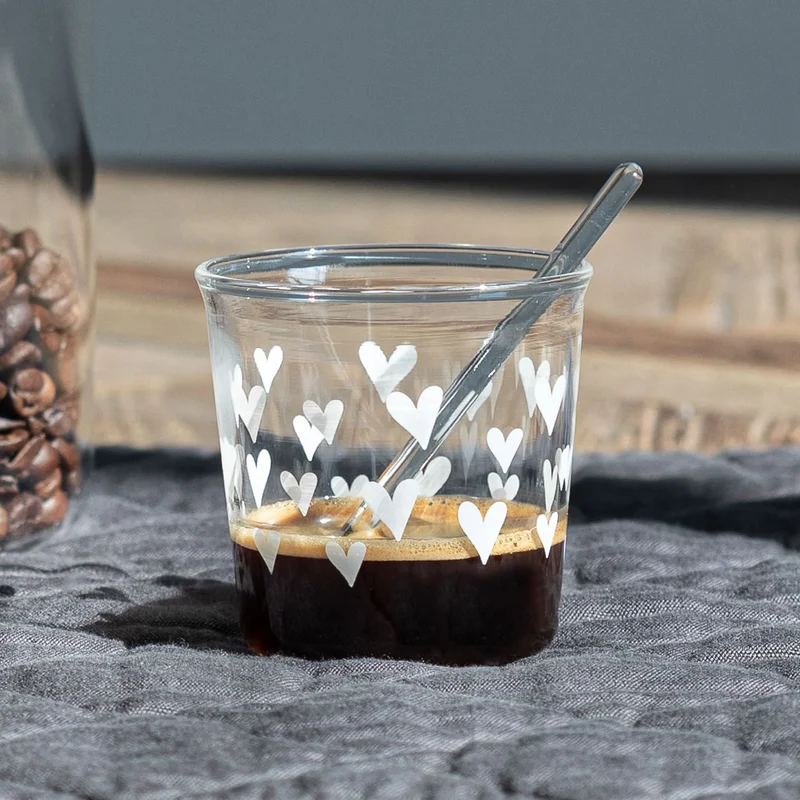 Set 4 bicchierini espresso - Cuori in bianco