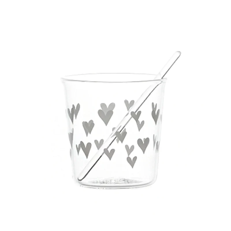 Set 4 bicchierini espresso - Cuori in bianco