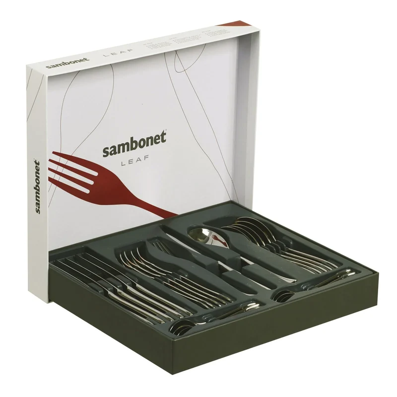 LEAF Servizio tavola 24 PZ Monoblocco - Acciaio Inox Mirror