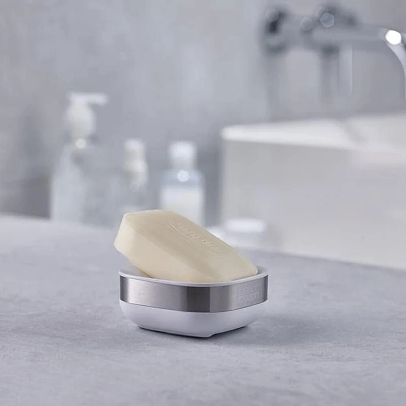 SLIM - Porta Saponetta Compatto / Bianco -Acciaio Inox