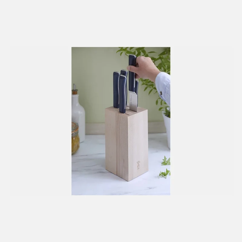 Intempora - Blocca Coltelli in Faggio / 5 pz Manico Blu