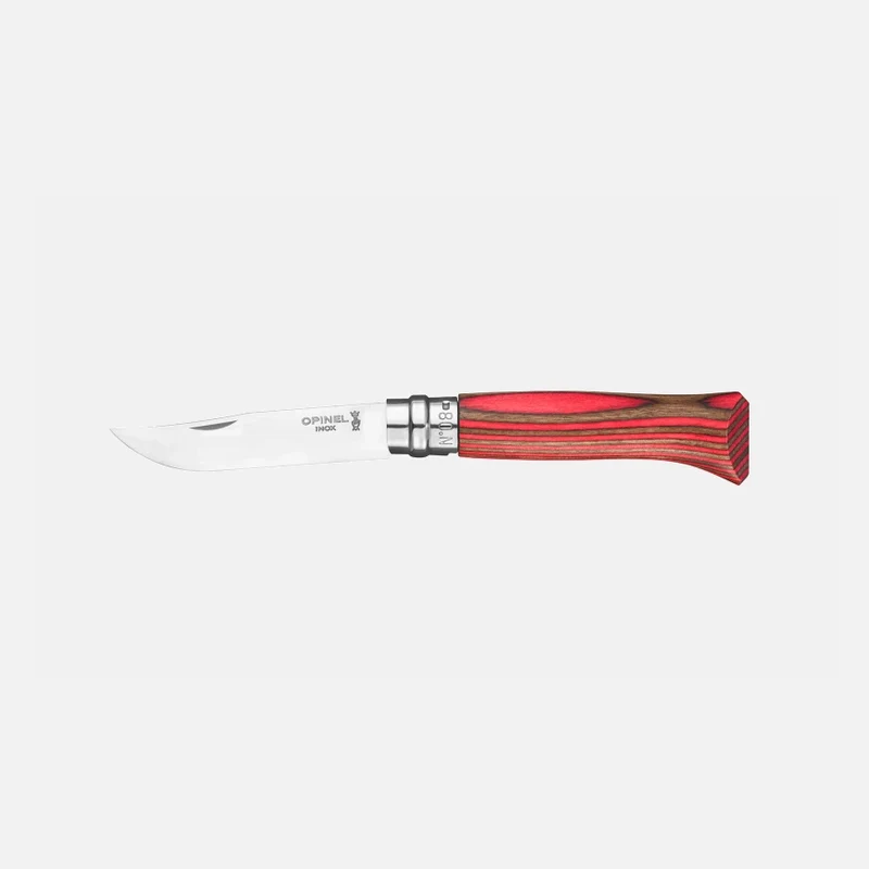 Coltello Tascabile - N°08 Betulla in Lamelle Rosso