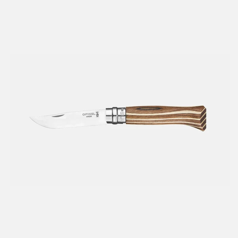 Coltello Tascabile - N°08 Betulla in Lamelle Castano