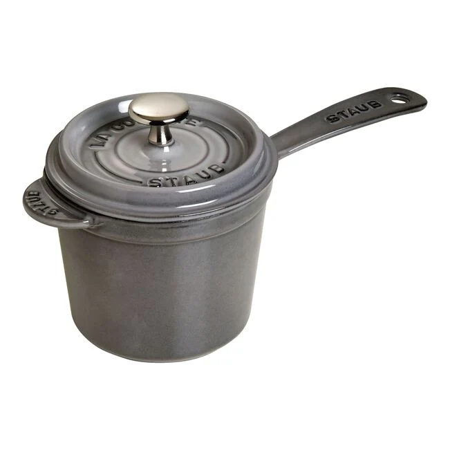 Casseruola con manico - 18 cm, ghisa, Nero opaco