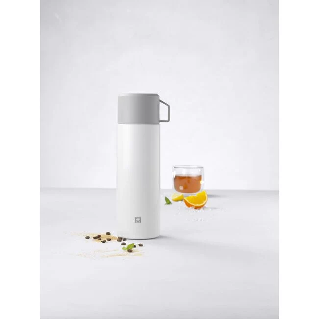 THERMO Bottiglia termica in Acciaio Inox - 1 l, Bianco/Grigio
