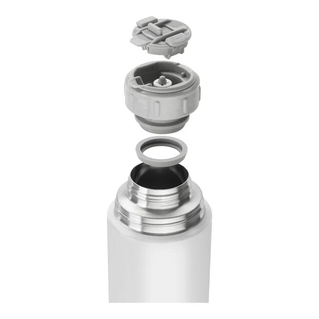 THERMO Bottiglia termica in Acciaio Inox - 1 l, Bianco/Grigio