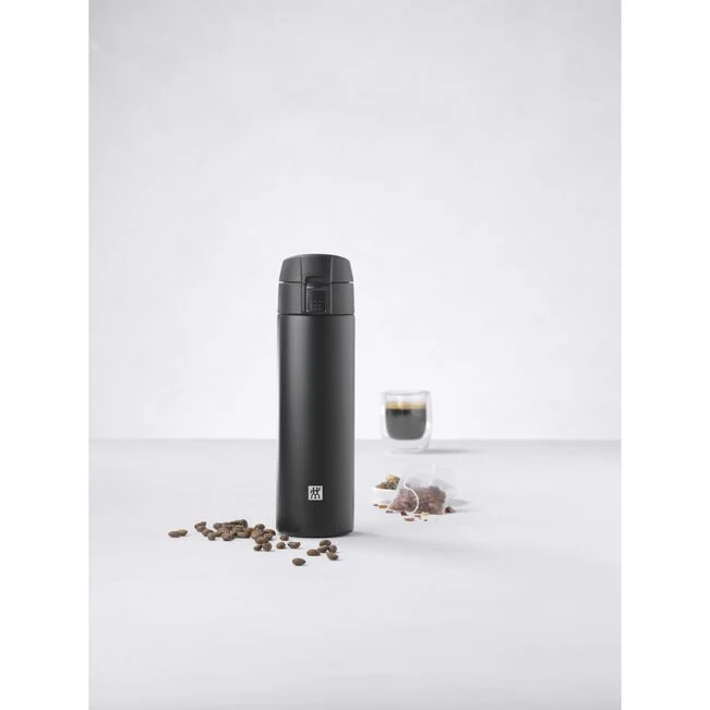 Borraccia termica - 450 ml, acciaio inox - colore nero