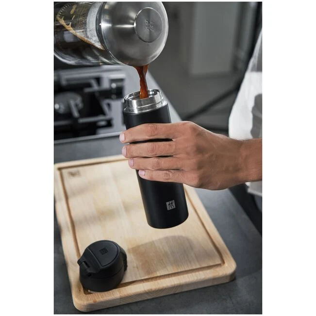 Borraccia termica - 450 ml, acciaio inox - colore nero