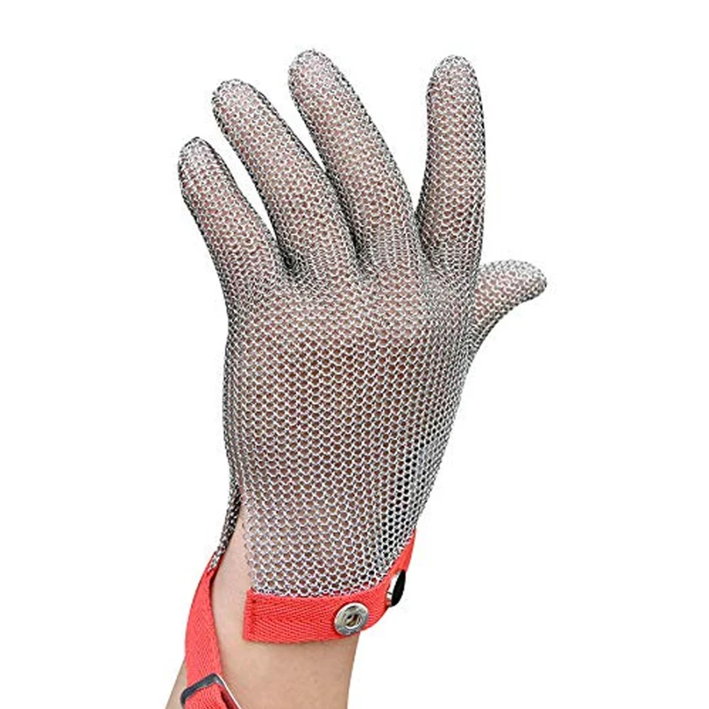 Guanto antinfortunistica inox 5 dita cinturino stoffa bianco tg.s