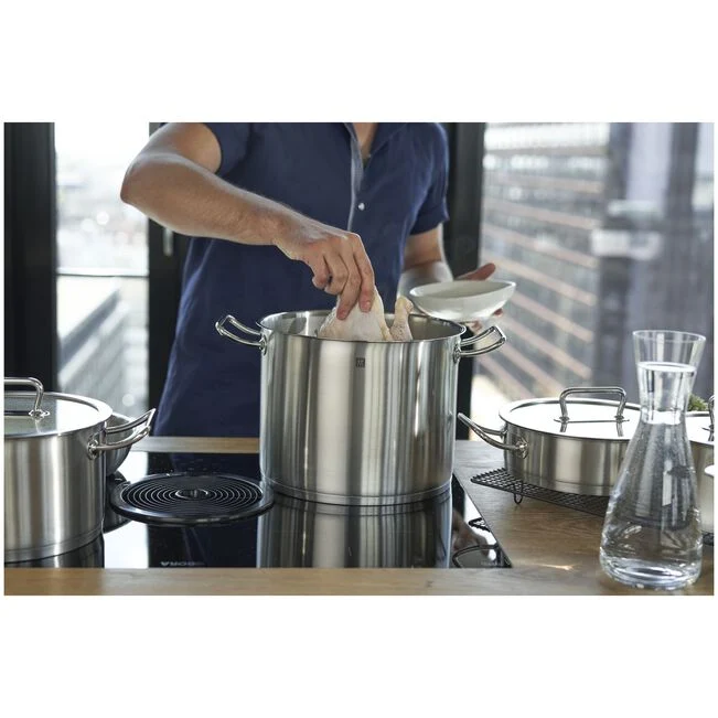 PRO Pentola alta con Coperchio - 24 cm, 18/10 acciaio inossidabile