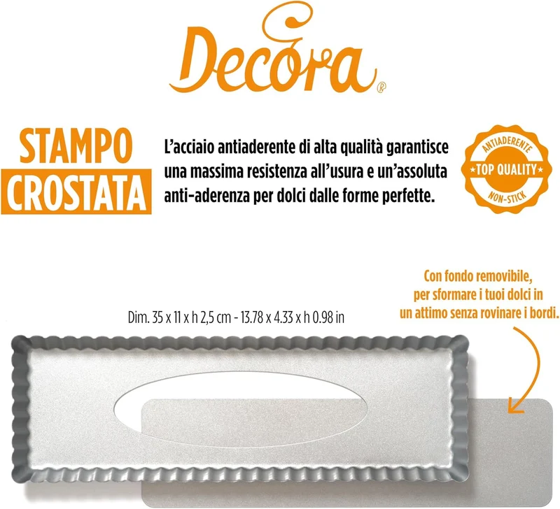 Stampo crostata con fondo mobile - Rettangolare Stretto