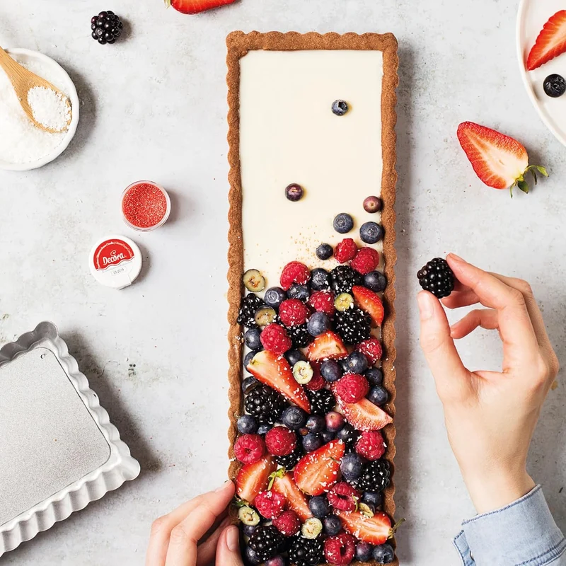 Stampo crostata con fondo mobile - Rettangolare Stretto