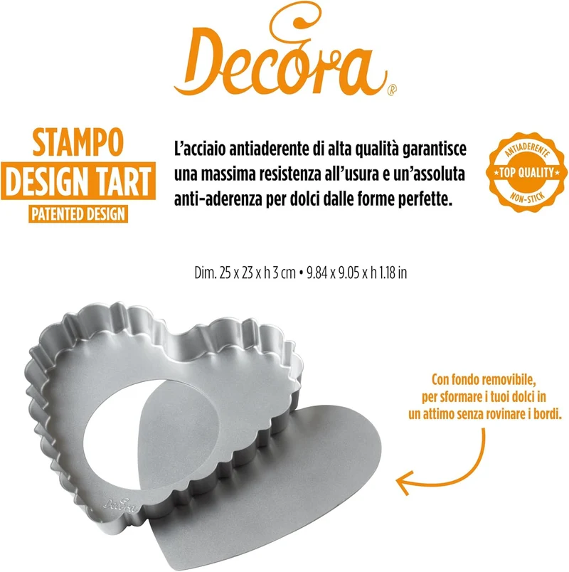 Teglia Design Antiaderente - Crostata Cuore con fondo Rimovibile