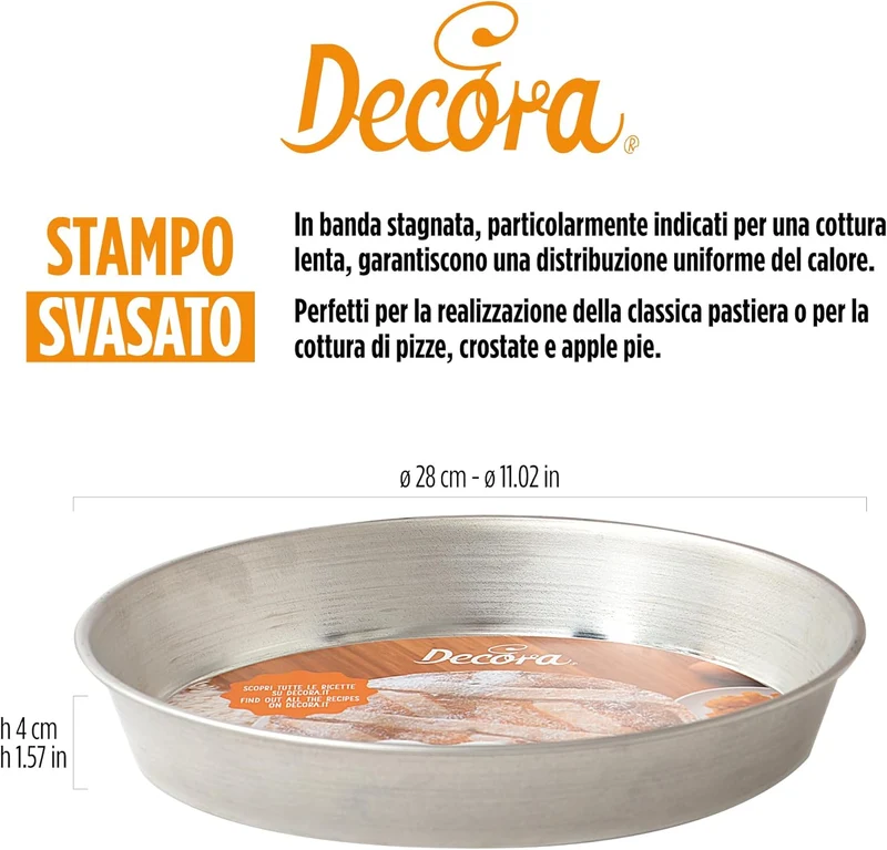 Stampi bordo svasato per pastiera e pizza - 28 cm X H 4