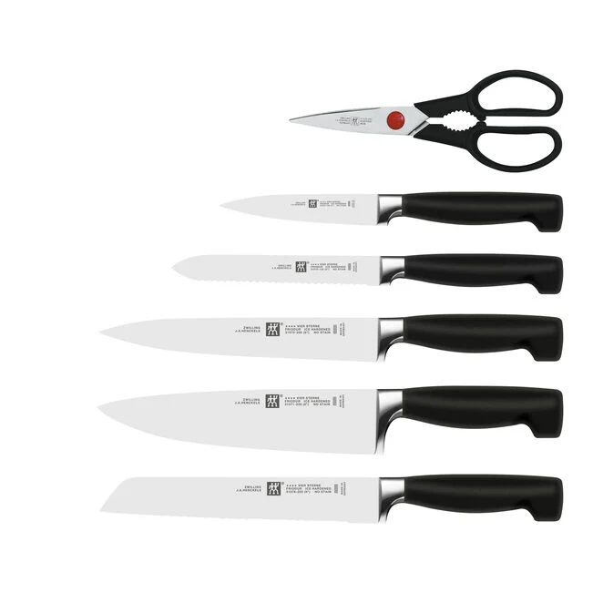 Four Star 7-pz., Set di coltelli con ceppo, nero