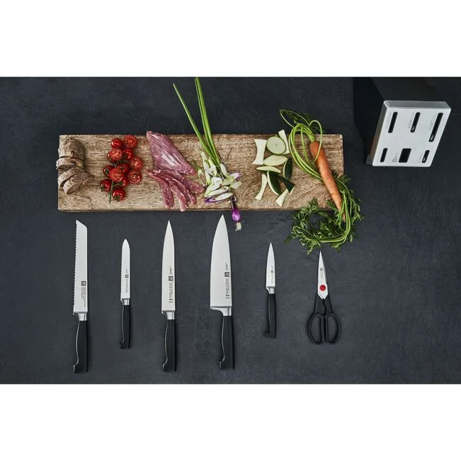 Four Star 7-pz., Set di coltelli con ceppo, nero