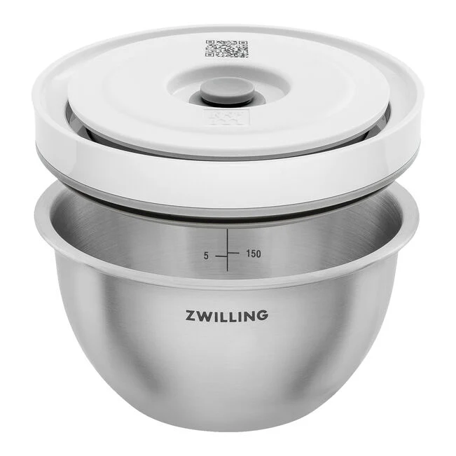 Set di ciotole sottovuoto S/M/L / 6-pz., acciaio inox, bianco-acciaio