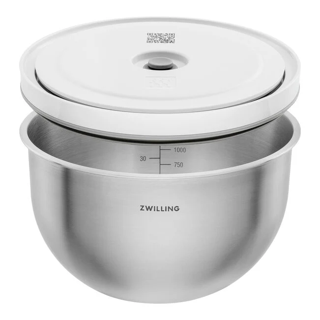 Set di ciotole sottovuoto S/M/L / 6-pz., acciaio inox, bianco-acciaio