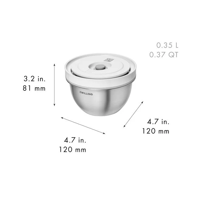 Set di ciotole sottovuoto S/M/L / 6-pz., acciaio inox, bianco-acciaio