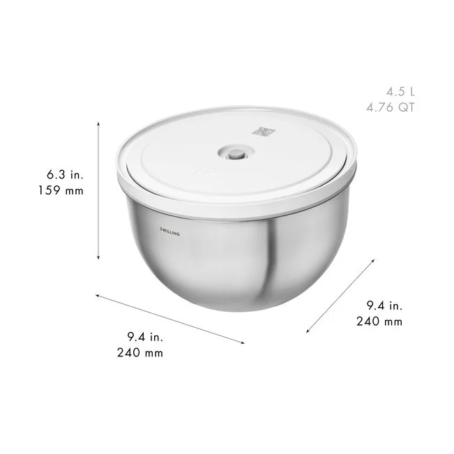 Set di ciotole sottovuoto S/M/L / 6-pz., acciaio inox, bianco-acciaio