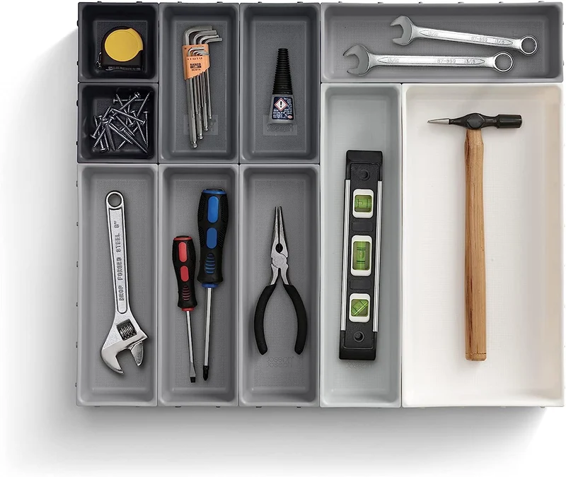 Set di organizer per cassetti grigio da 10 pezzi