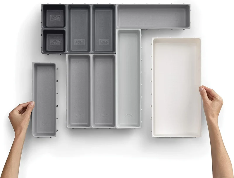 Set di organizer per cassetti grigio da 10 pezzi