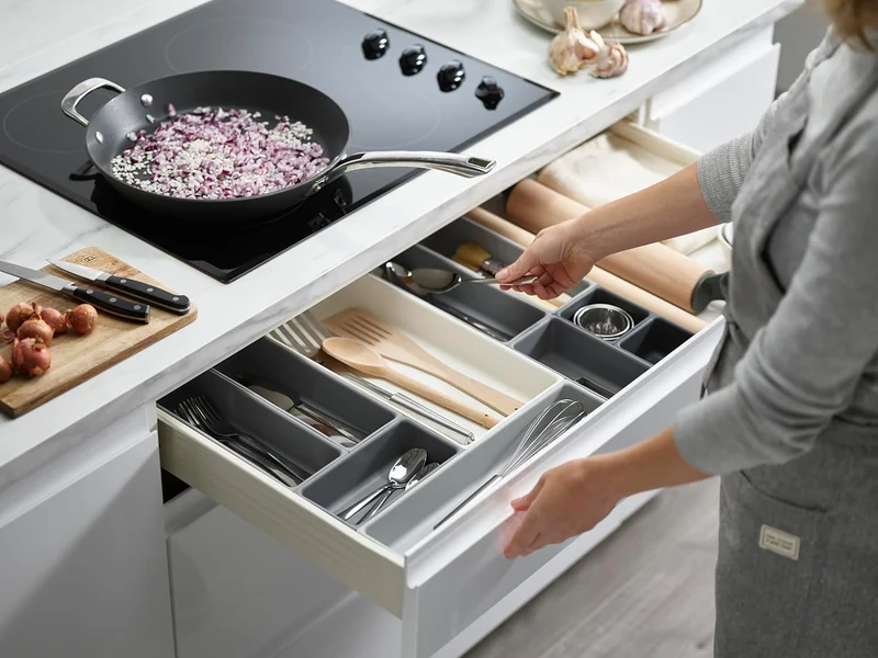 Set di organizer per cassetti grigio da 10 pezzi