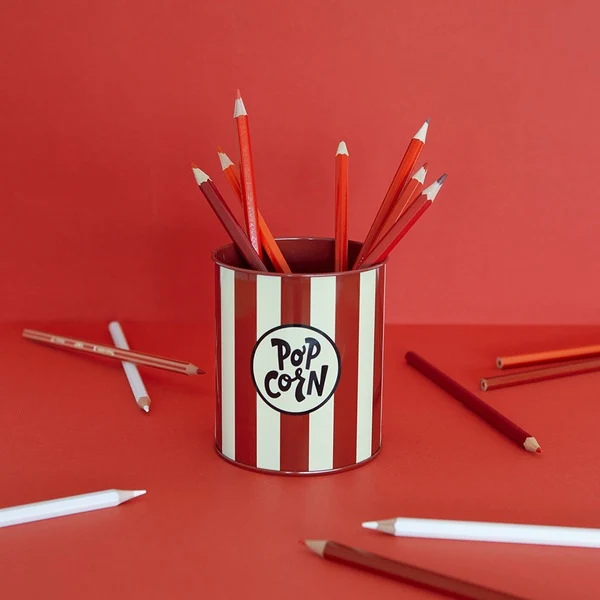 Porta matite Popcorn beige/rosso