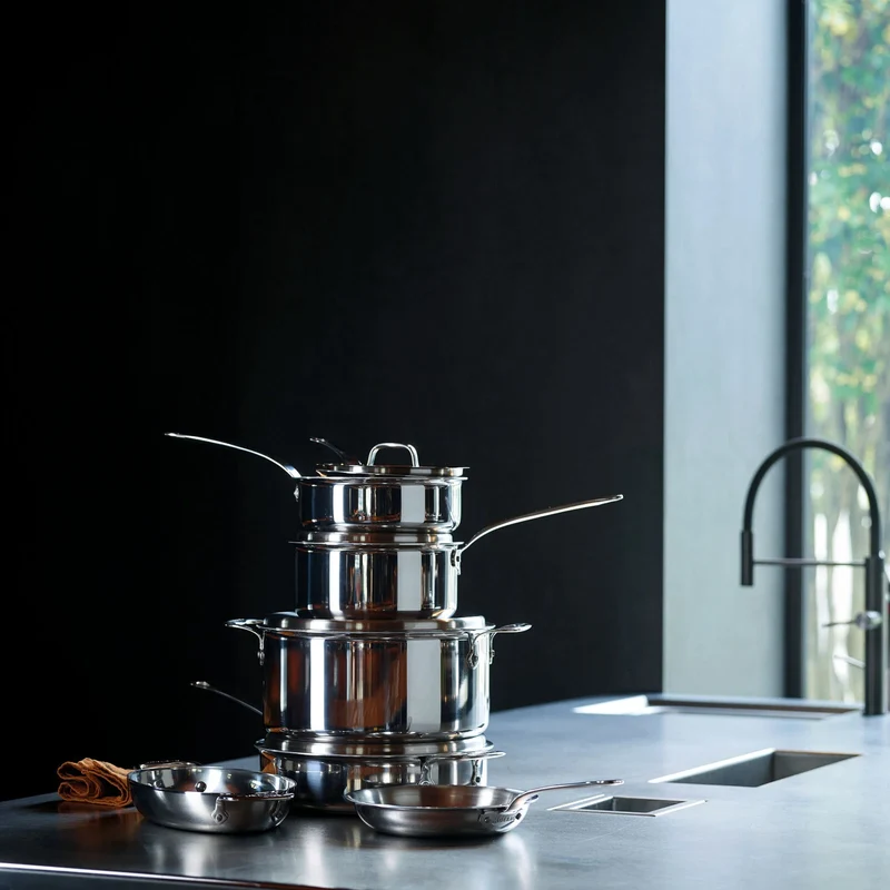 Casseruola bassa 2 maniglie Acciaio inox, Alluminio - diametro 24 cm - h 14cm
